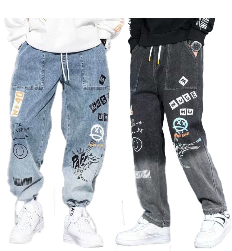 New Toon Design Jeans Pants For Men Printed Casual Loose Fashion Cargo Jeans | K5266