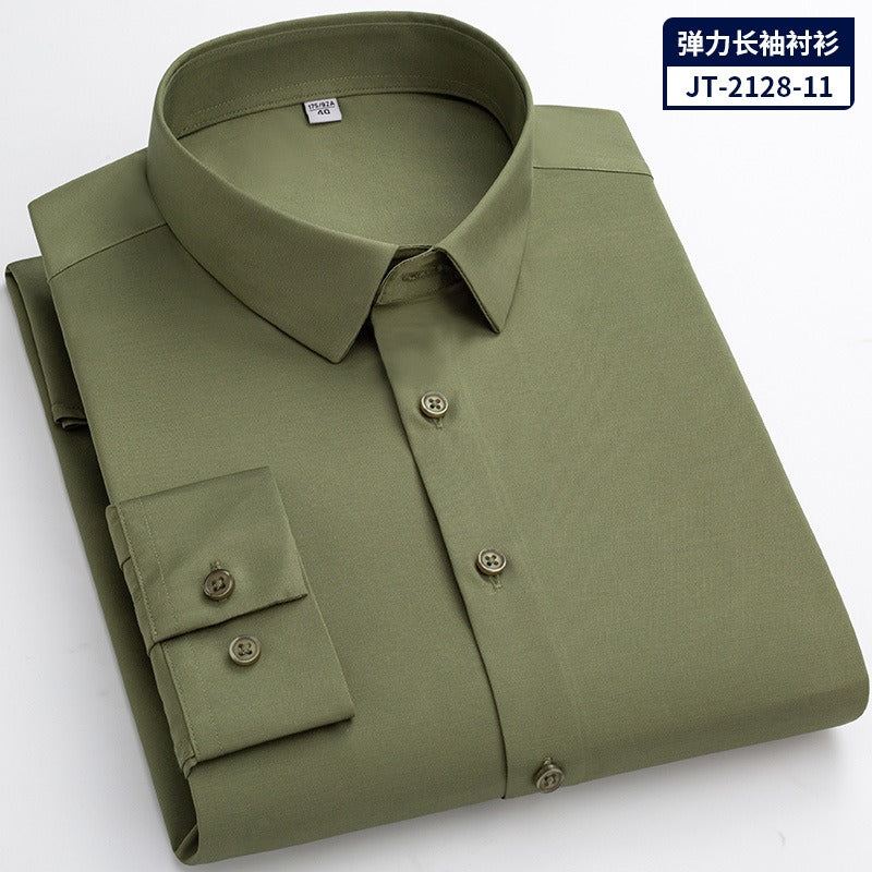 Quick Dry Long Sleeve Shirt High Elasticity Slim Fit Solid Color Formal Dress Shirt | JT-2128