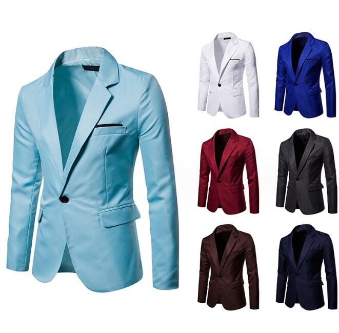 High Quality England Fashion Slim Fit Blazer Solid Color Business Casu