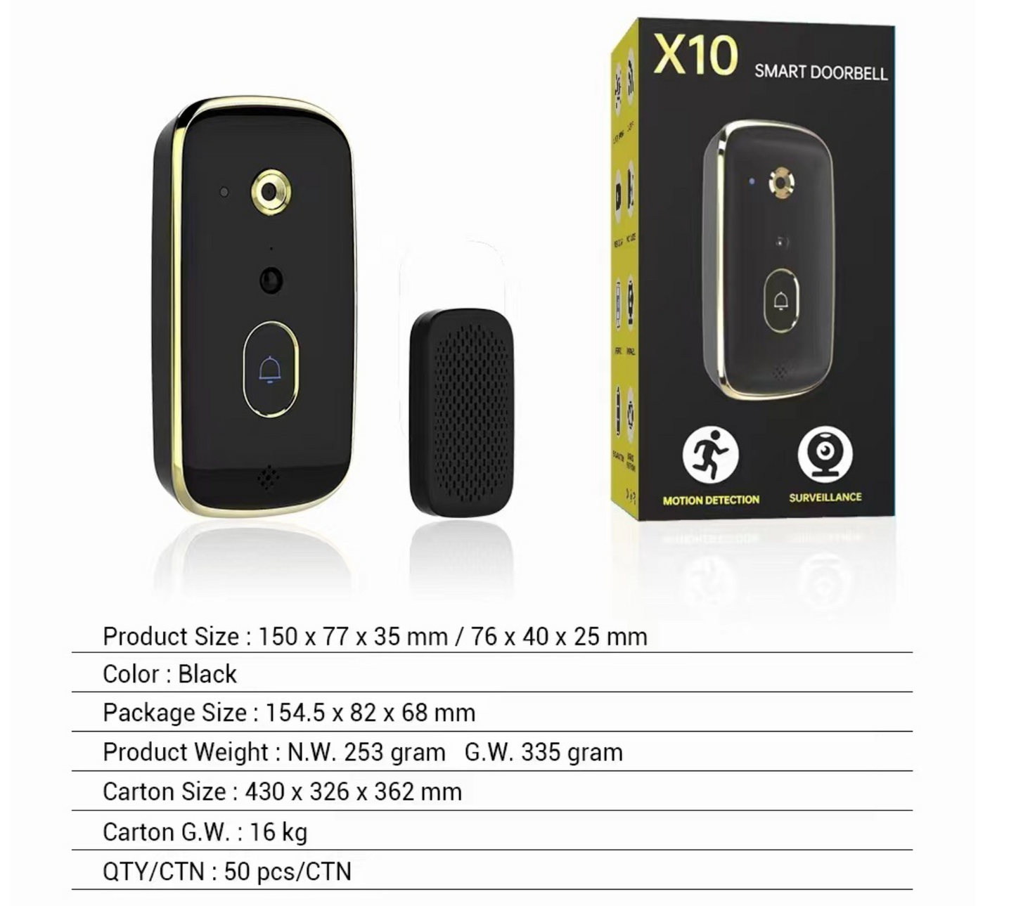 Waterproof 1080P Plug Infrared Camera Door Bell Smart Design Hd Video Wifi Doorbell | HC-520