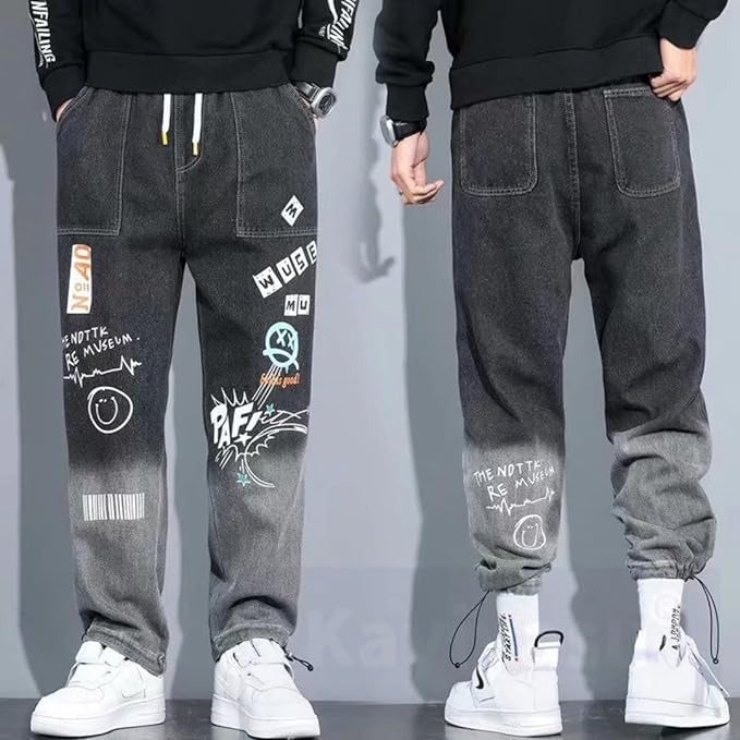 New Toon Design Jeans Pants For Men Printed Casual Loose Fashion Cargo Jeans | K5266