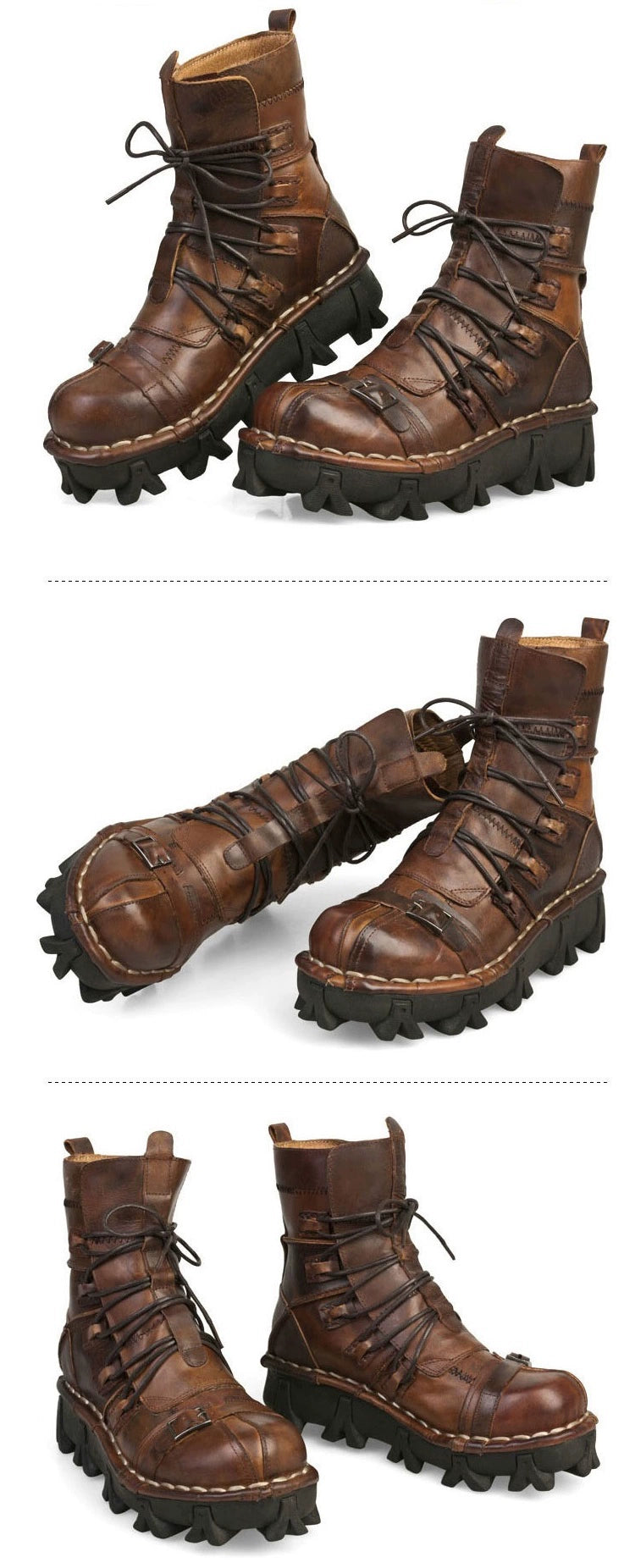 Men's Genuine Leather Harley Boots | Skull Design Motorcycle Ankle Boots | Waterproof & Anti-Slip Work Boots | 1809