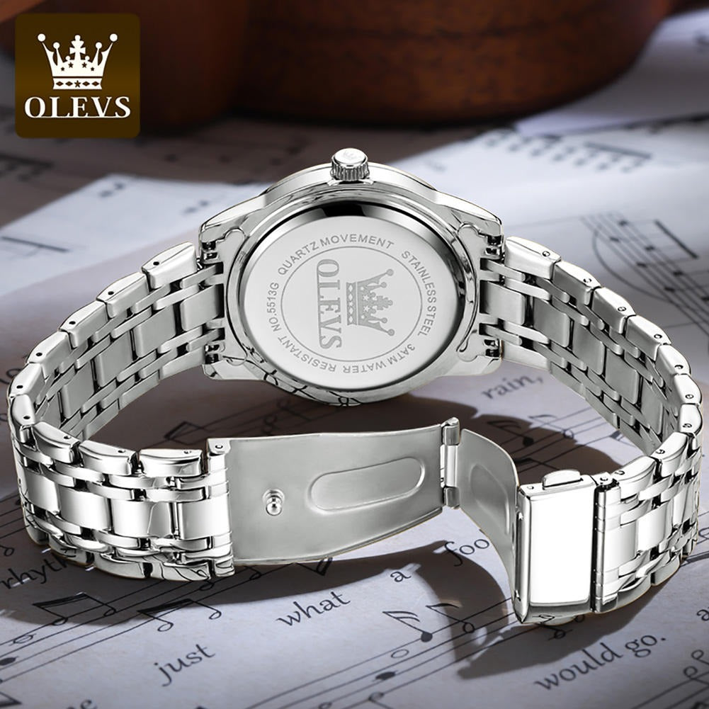 Luxury Stainless Steel Quartz Watch for Men High Quality Casual & Business Gold Wristwatch | 5513