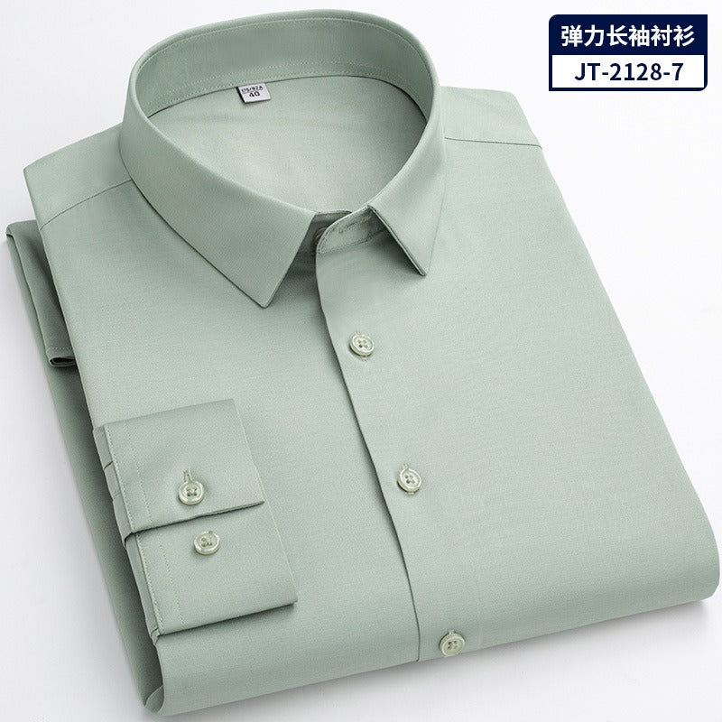 Quick Dry Long Sleeve Shirt High Elasticity Slim Fit Solid Color Formal Dress Shirt | JT-2128