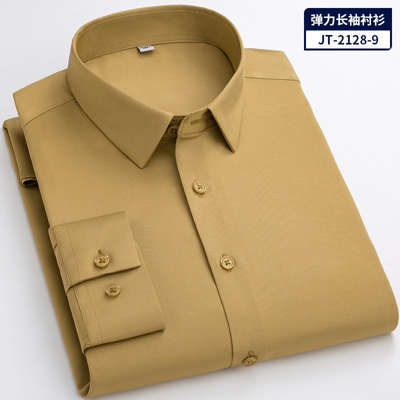 Quick Dry Long Sleeve Shirt High Elasticity Slim Fit Solid Color Formal Dress Shirt | JT-2128
