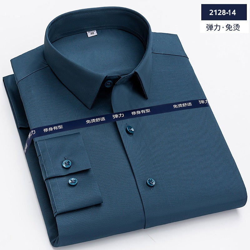 Quick Dry Long Sleeve Shirt High Elasticity Slim Fit Solid Color Formal Dress Shirt | JT-2128