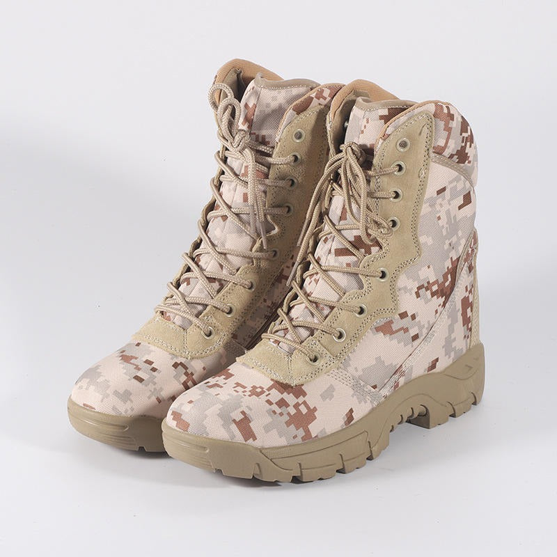 Men Military Tactical Boots High-Top Army Camouflage Combat Hiking Shoes with Side Zip | 101