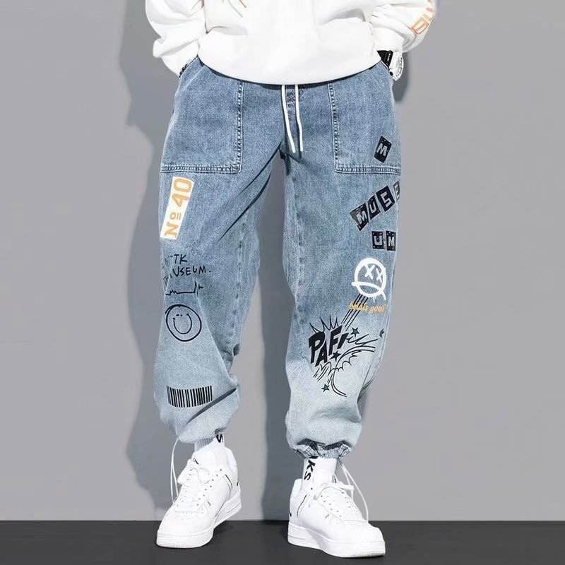 New Toon Design Jeans Pants For Men Printed Casual Loose Fashion Cargo Jeans | K5266