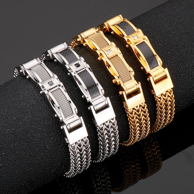 Men's Luxury Bracelet Diamond Accents, Stainless Steel Bracelet | KB116148-KHY
