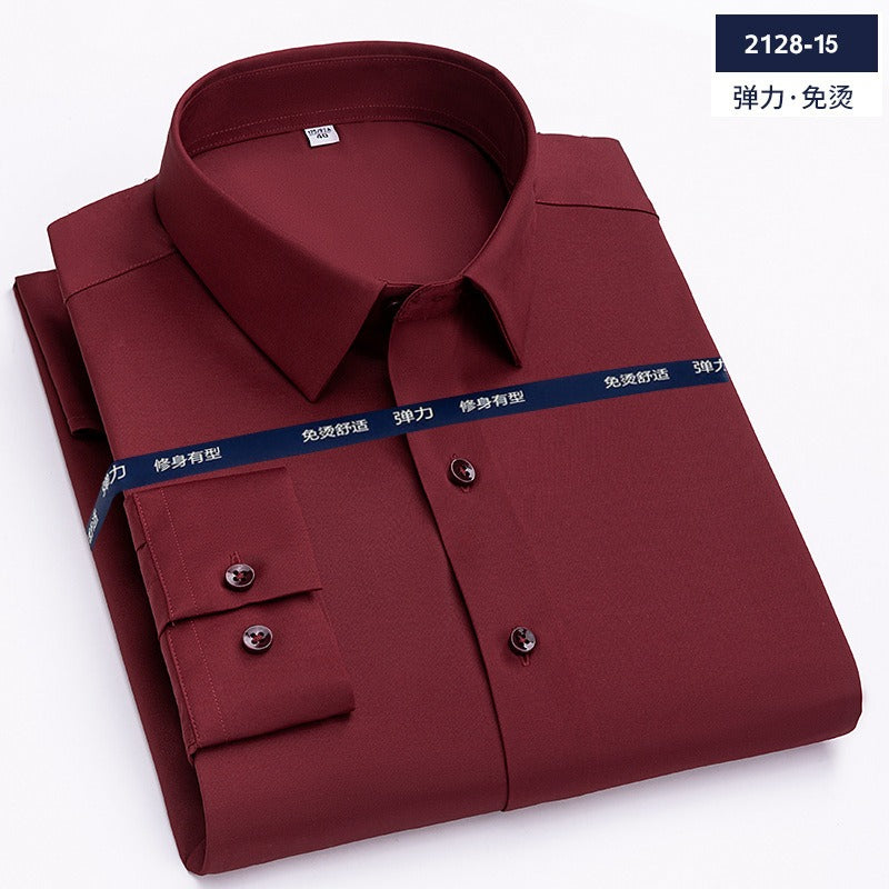 Quick Dry Long Sleeve Shirt High Elasticity Slim Fit Solid Color Formal Dress Shirt | JT-2128