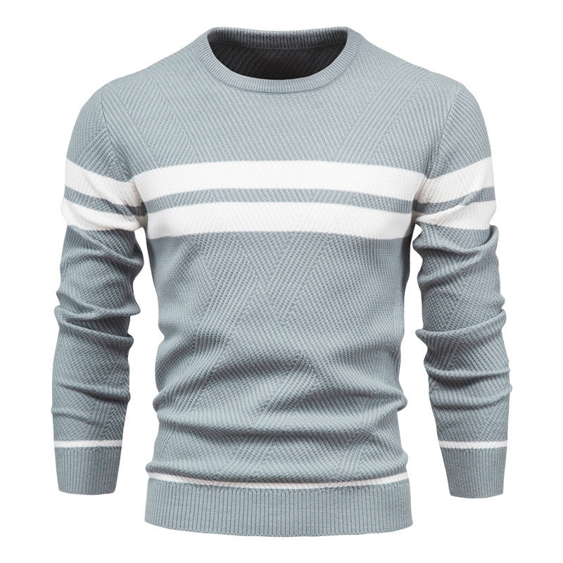 Men's O-Neck Patchwork Long-Sleeve Warm Slim Casual Fashion Sweater | 207