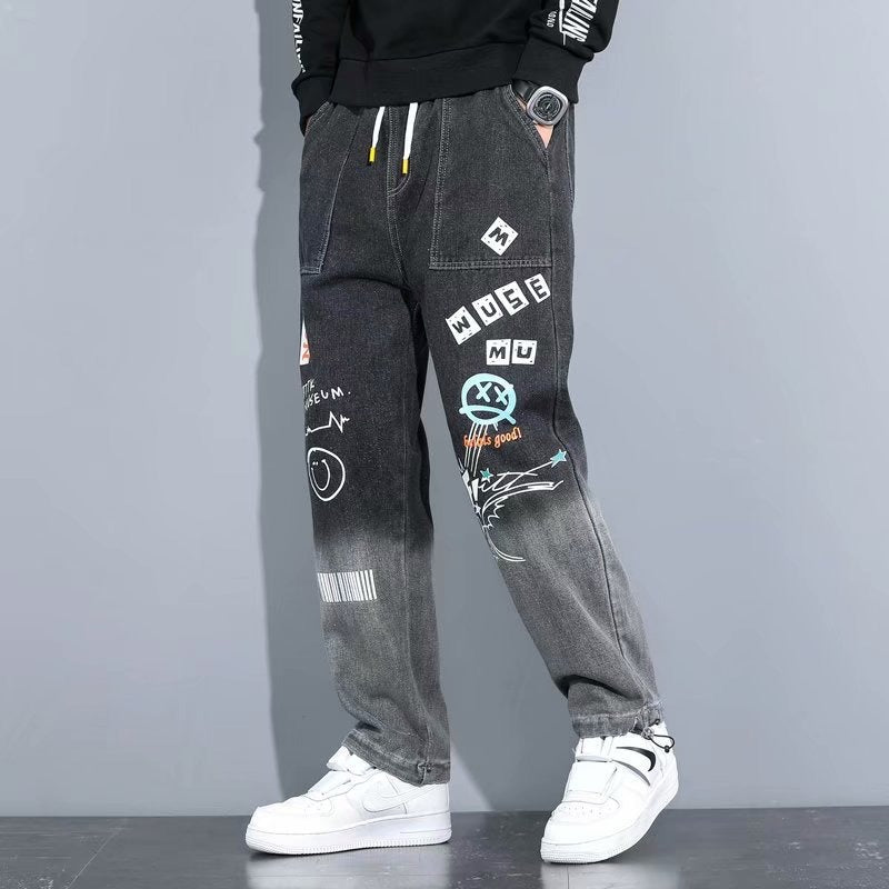 New Toon Design Jeans Pants For Men Printed Casual Loose Fashion Cargo Jeans | K5266