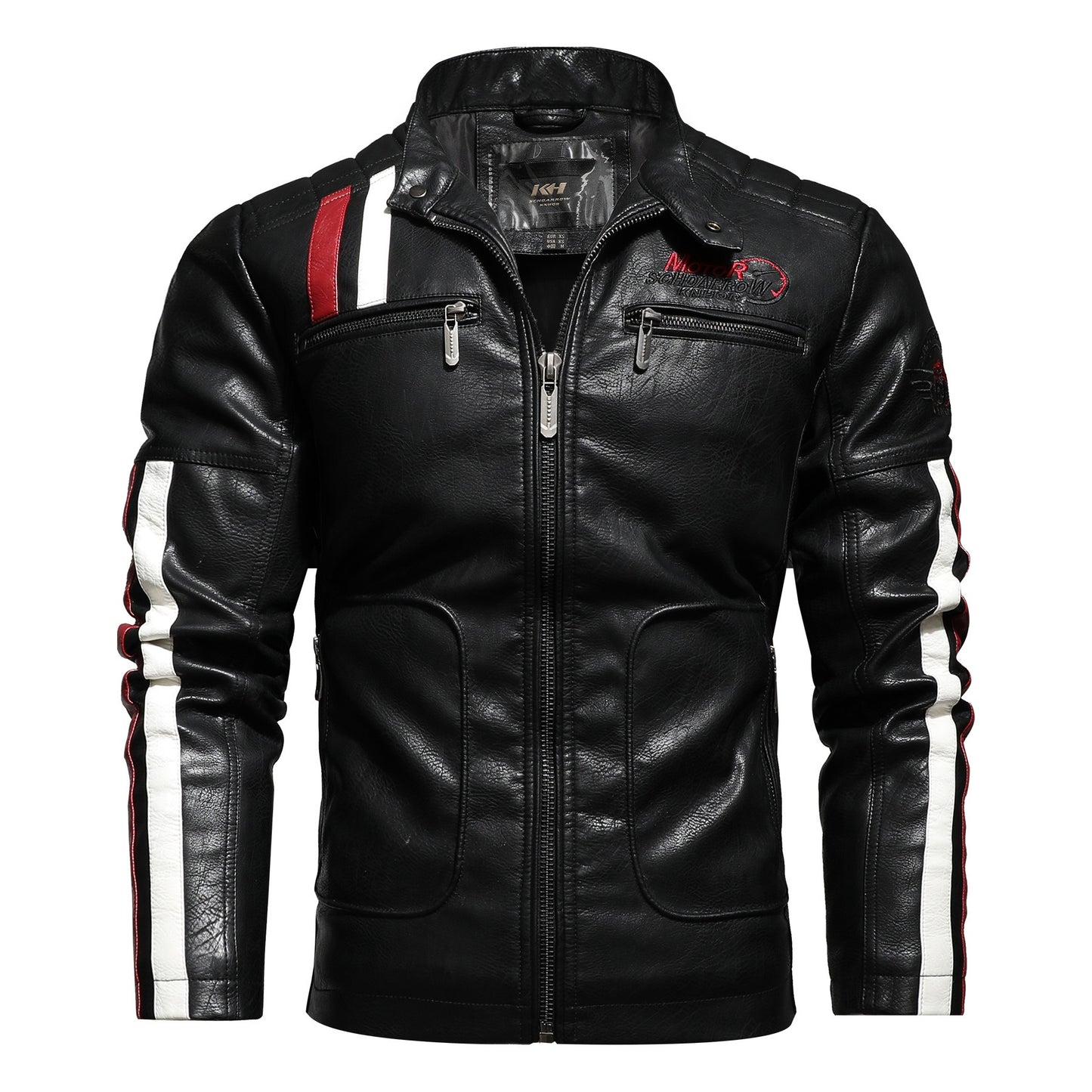 Men′s Leather Jacket Color Matching Motorcycle Pu Leather Jacket | KH-168