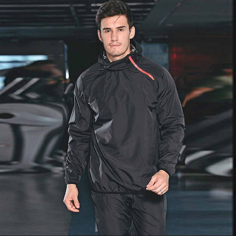 Men's Running Pullover Two-Piece Set Weight Loss Control Body Fat Sauna Sweat Suit | YJ9681