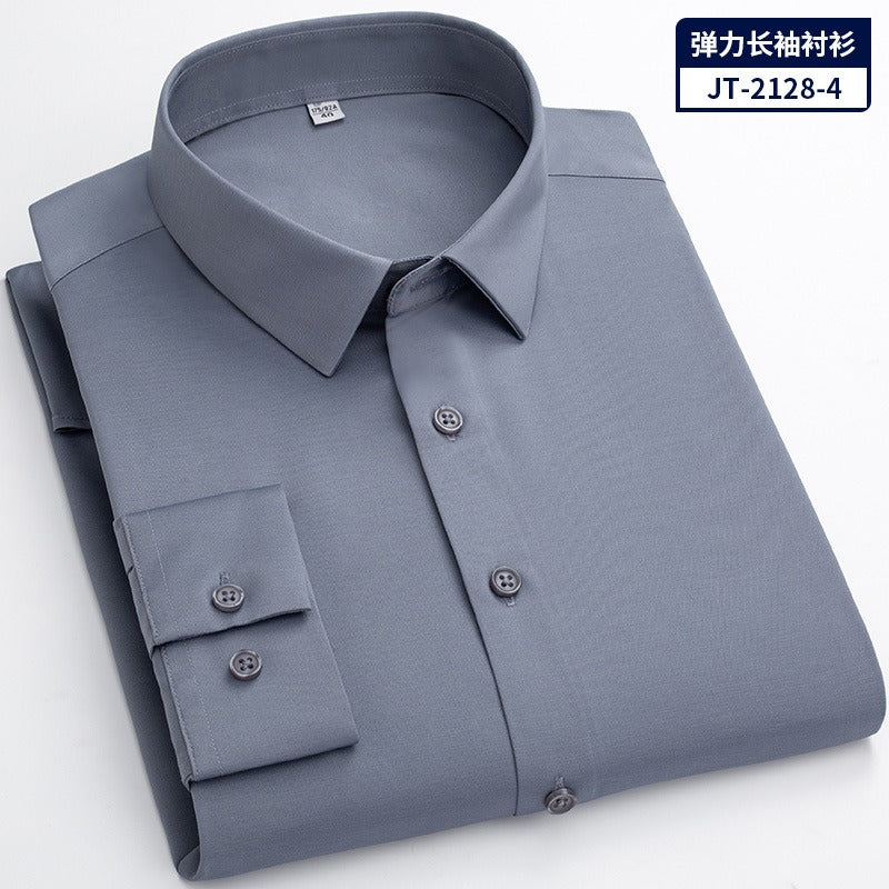 Quick Dry Long Sleeve Shirt High Elasticity Slim Fit Solid Color Formal Dress Shirt | JT-2128