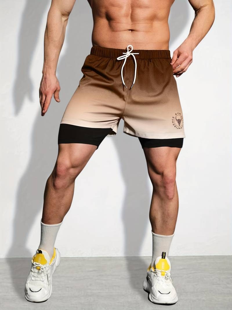 Double Layer Shorts Stretching Sports Summer Gym Workout 2 in 1 Stretchable Short | SX230521