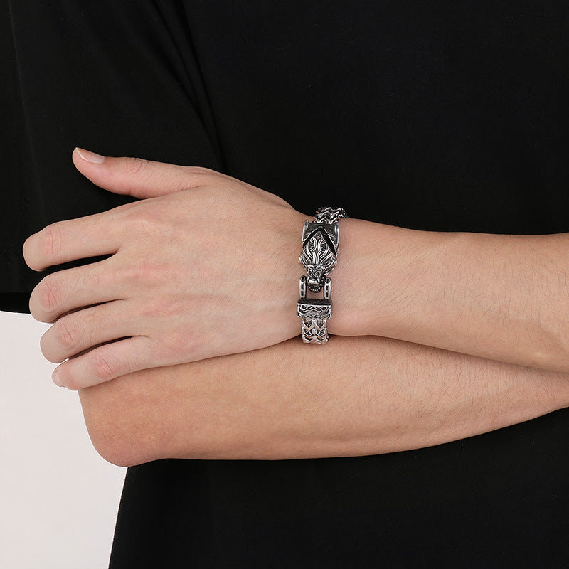 Men’s Viking Animal Bracelet Wolf, Eagle, Snake Stainless Steel Bracelet | KB179515-MZOZ