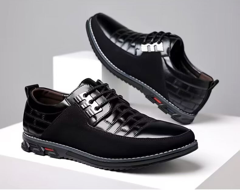 Men's Plaid British Style Derby Shoes Non-Slip Leather Loafers Moccasins Wedding Dress Shoes |