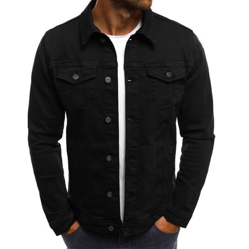 High Quality Denim Jacket Casual Solid Color Streetwear Coat Cardigan Button Workwear Jacket Top | zc132
