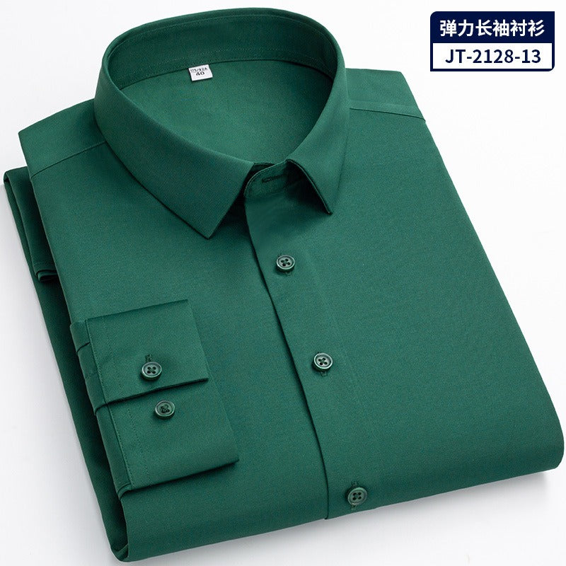 Quick Dry Long Sleeve Shirt High Elasticity Slim Fit Solid Color Formal Dress Shirt | JT-2128