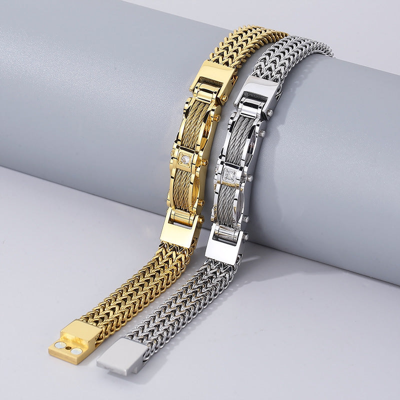 Men's Luxury Bracelet Diamond Accents, Stainless Steel Bracelet | KB116148-KHY