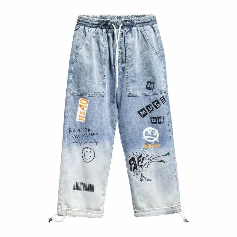 New Toon Design Jeans Pants For Men Printed Casual Loose Fashion Cargo Jeans | K5266