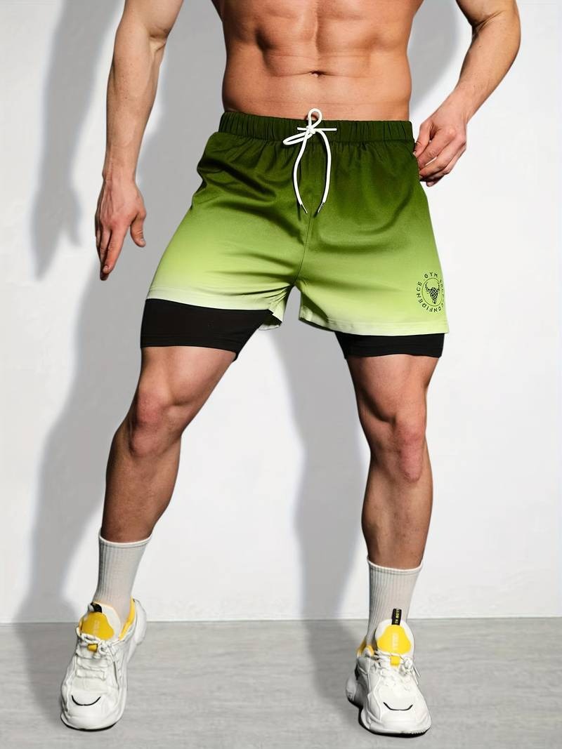 Double Layer Shorts Stretching Sports Summer Gym Workout 2 in 1 Stretchable Short | SX230521