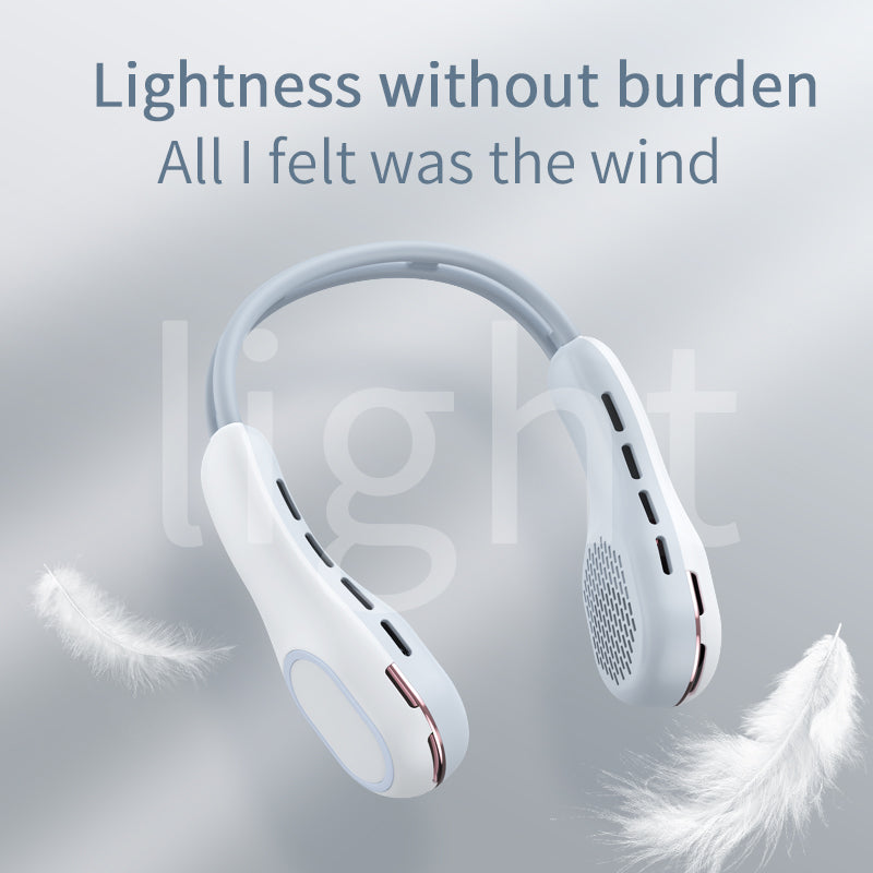 Summer Neck Fan Wearable Hands Free Bladeless Cooling Fans LED Colored Light 3 Speed 360° Wind Direction Adjustment Rechargeable Portable Air Con| S57