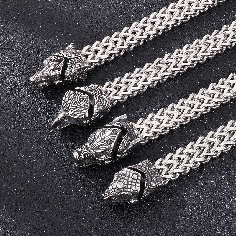 Men’s Viking Animal Bracelet Wolf, Eagle, Snake Stainless Steel Bracelet | KB179515-MZOZ