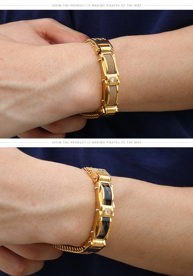 Men's Luxury Bracelet Diamond Accents, Stainless Steel Bracelet | KB116148-KHY
