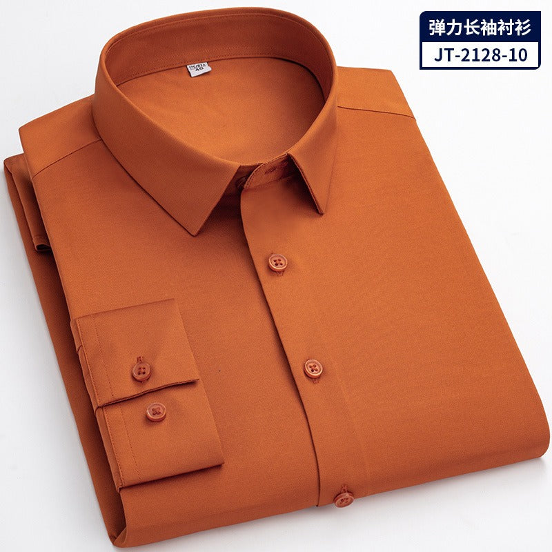 Quick Dry Long Sleeve Shirt High Elasticity Slim Fit Solid Color Formal Dress Shirt | JT-2128