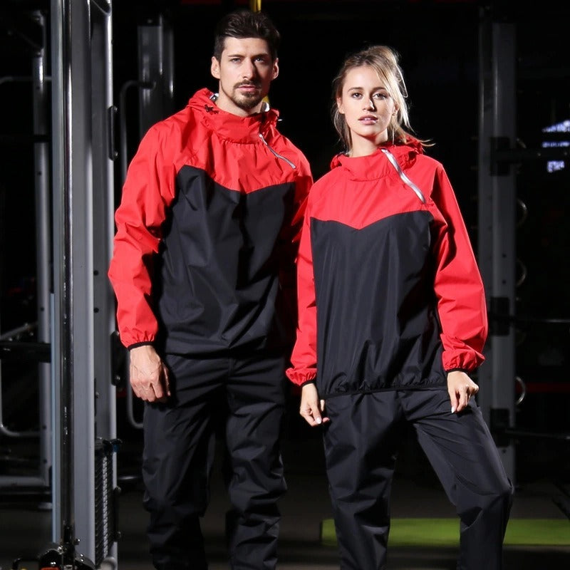 Men's Running Pullover Two-Piece Set Weight Loss Control Body Fat Sauna Sweat Suit | YJ9681