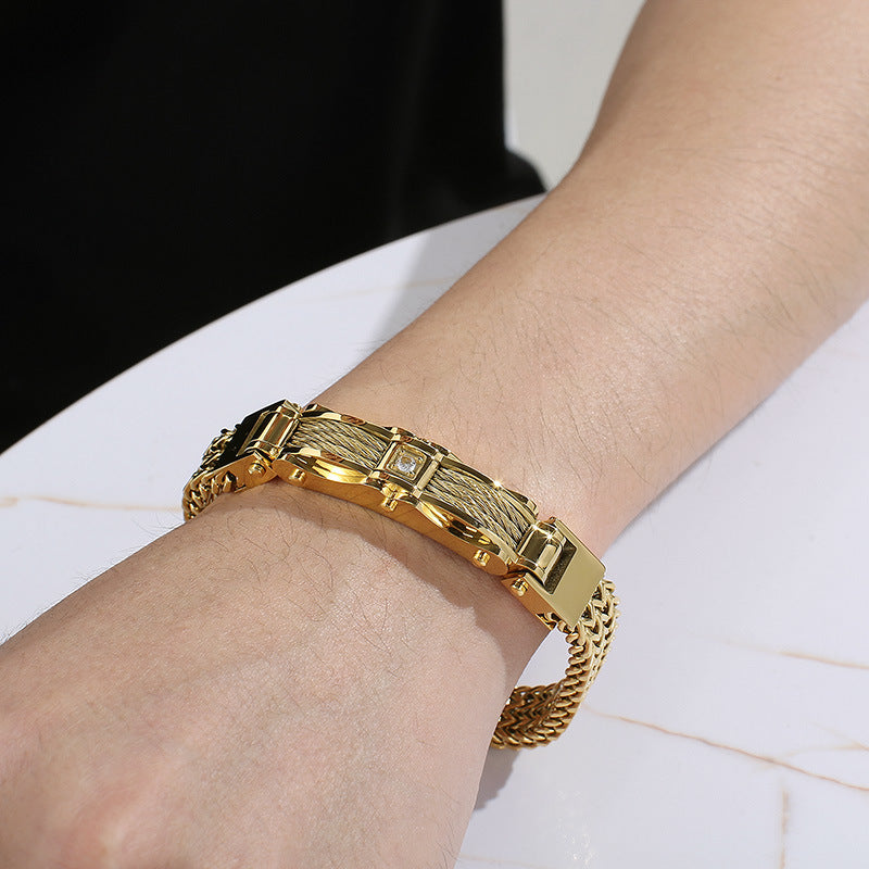 Men's Luxury Bracelet Diamond Accents, Stainless Steel Bracelet | KB116148-KHY