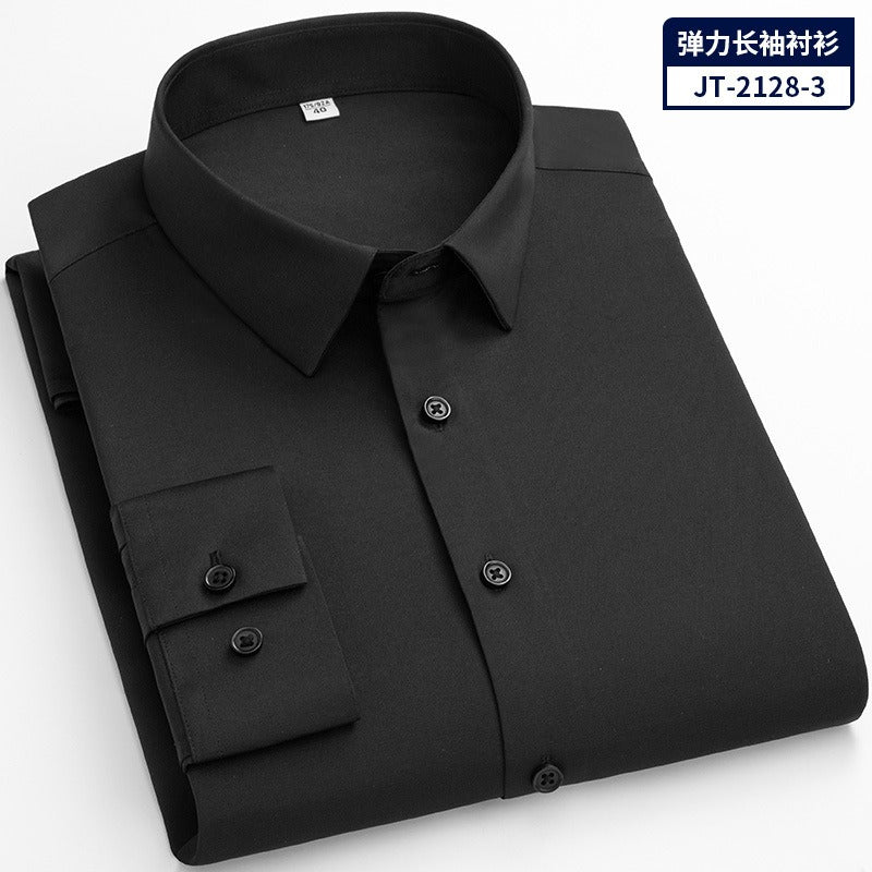 Quick Dry Long Sleeve Shirt High Elasticity Slim Fit Solid Color Formal Dress Shirt | JT-2128