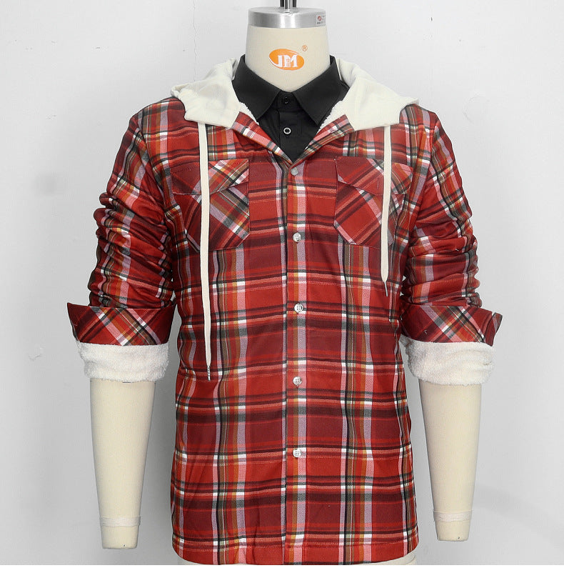 Men’s Premium Lightweight Flannel Hoodie – Stylish Cotton Shirt Jacket for Casual Comfort| SY0093