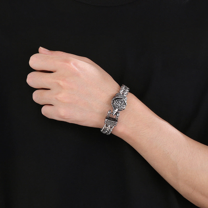 Men’s Viking Animal Bracelet Wolf, Eagle, Snake Stainless Steel Bracelet | KB179515-MZOZ