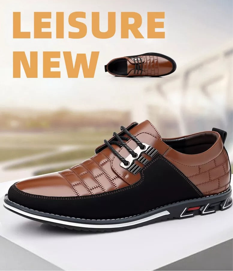 Men's Plaid British Style Derby Shoes Non-Slip Leather Loafers Moccasins Wedding Dress Shoes |
