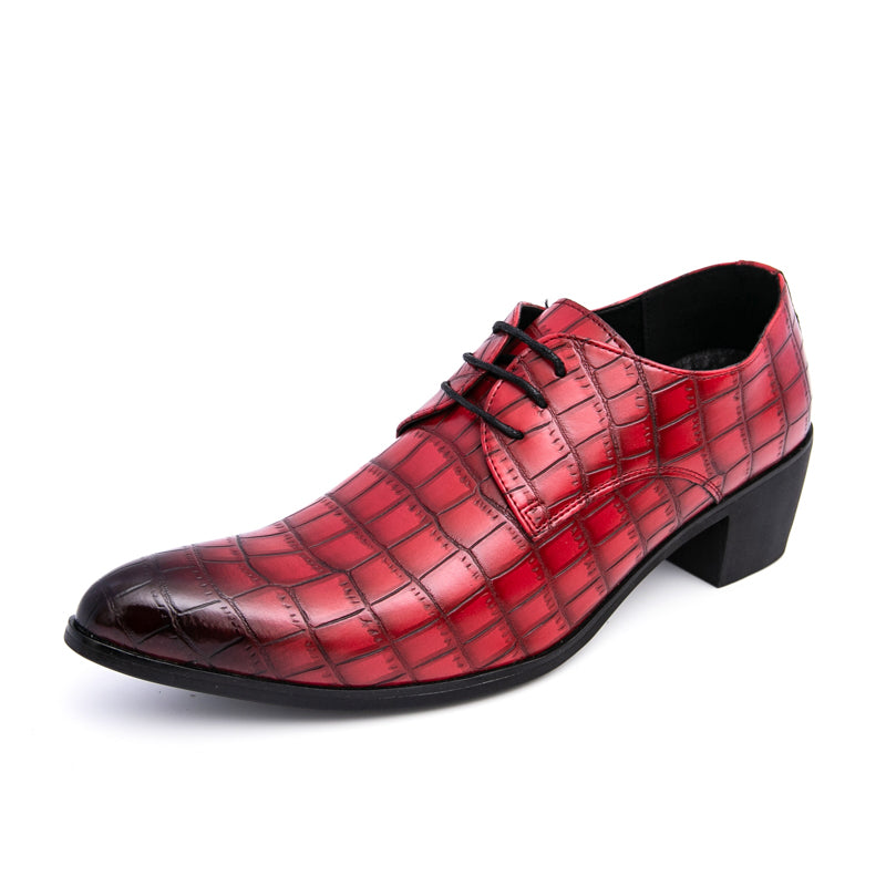 Men's Leather High Heels Shoes – Lace-Up Formal Wedding & Business Shoes | 2722
