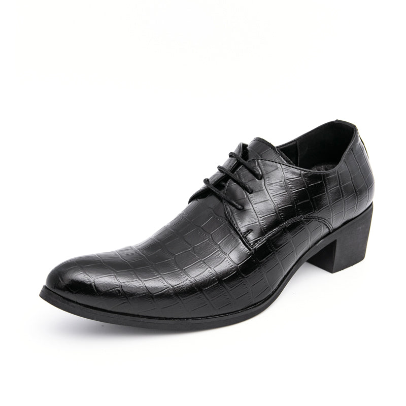 Men's Leather High Heels Shoes – Lace-Up Formal Wedding & Business Shoes | 2722