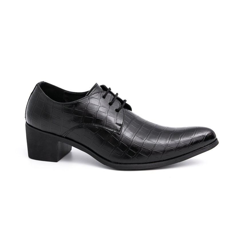 Men's Leather High Heels Shoes – Lace-Up Formal Wedding & Business Shoes | 2722