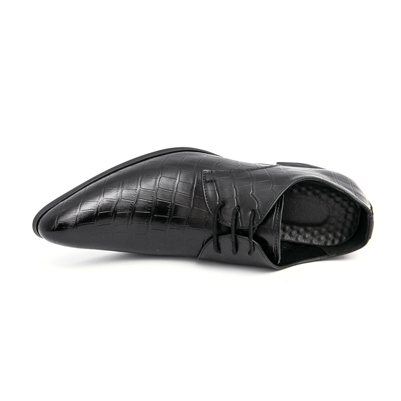 Men's Leather High Heels Shoes – Lace-Up Formal Wedding & Business Shoes | 2722