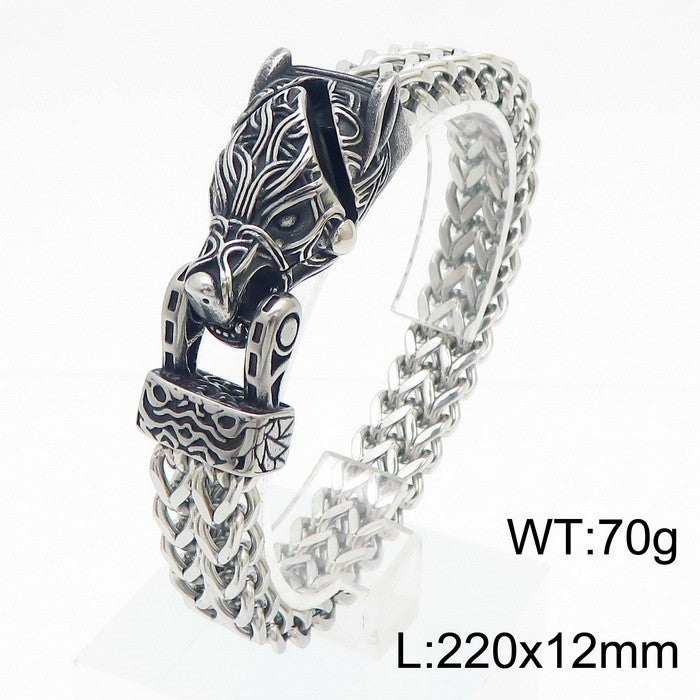 Men’s Viking Animal Bracelet Wolf, Eagle, Snake Stainless Steel Bracelet | KB179515-MZOZ