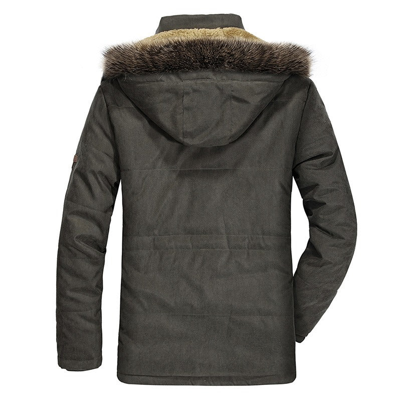 Men's Hooded Cotton Jacket Thick Fleece Lined Slim Coat Parkas Warm Casual | 7176
