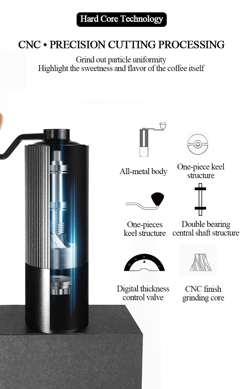 Premium Manual Coffee Grinder – Large 30g Burr Mill, Precision Hand Crank for Espresso & Pour Over UK | NS1