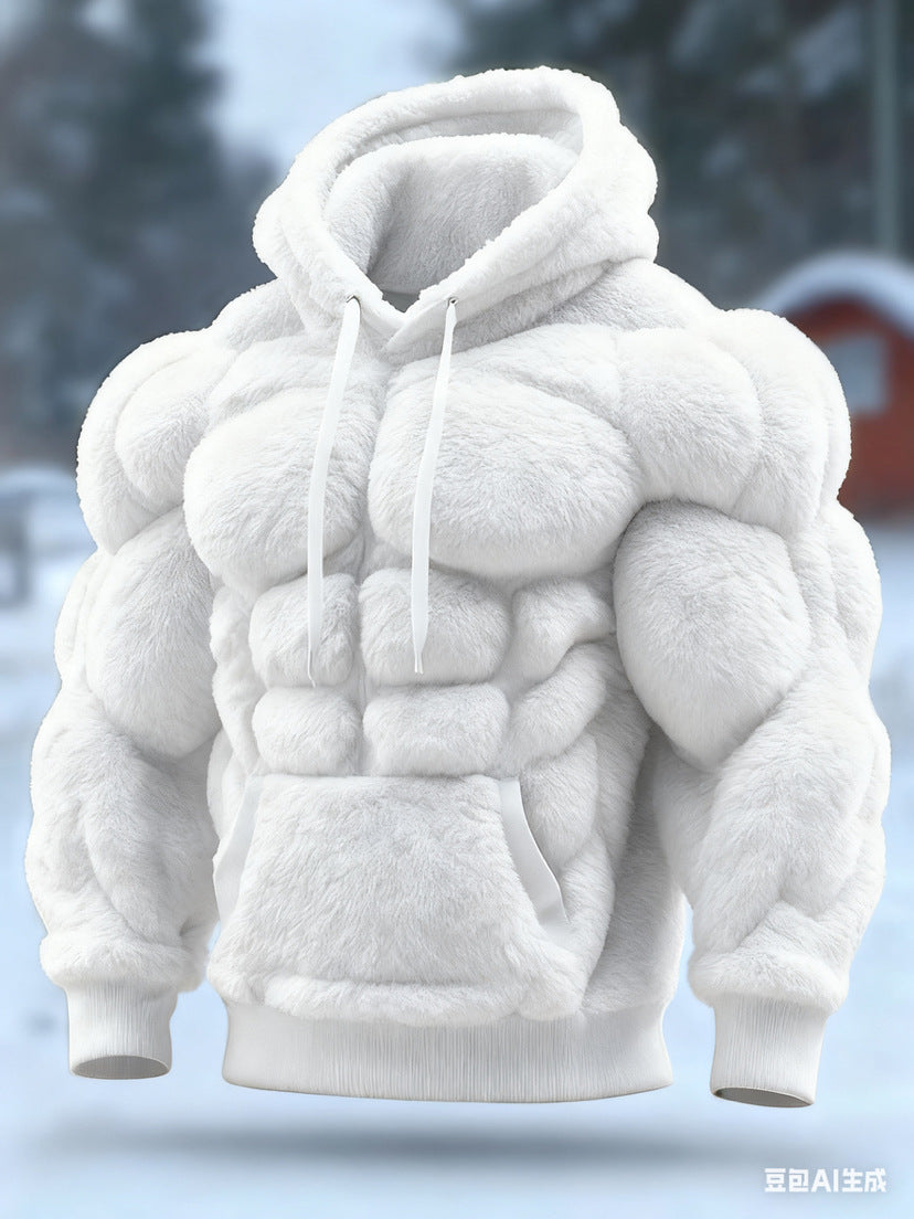 Men's Flannel Hoodie | Muscle Fit Pullover with Chest Print | Casual Athletic Streetwear Top | JLCLM