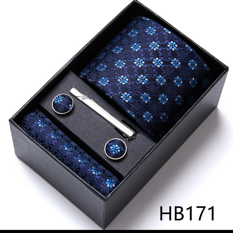 Designer Mens Tie Collection, Eleagnt Gift Box Tie Clips Handkerchief Cufflink Set | 166-201