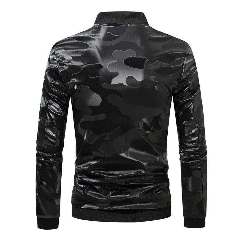 Men's Camouflage Quick Dry Stylish Jacket Slim Fit Leather Coat | JK86