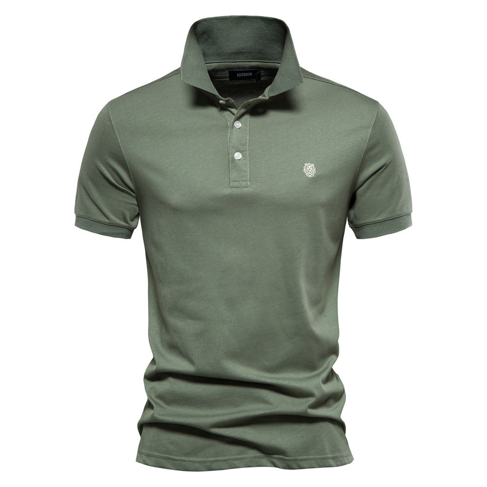 Men's Solid Color Casual Short Sleeve Polo Shirt | PL216