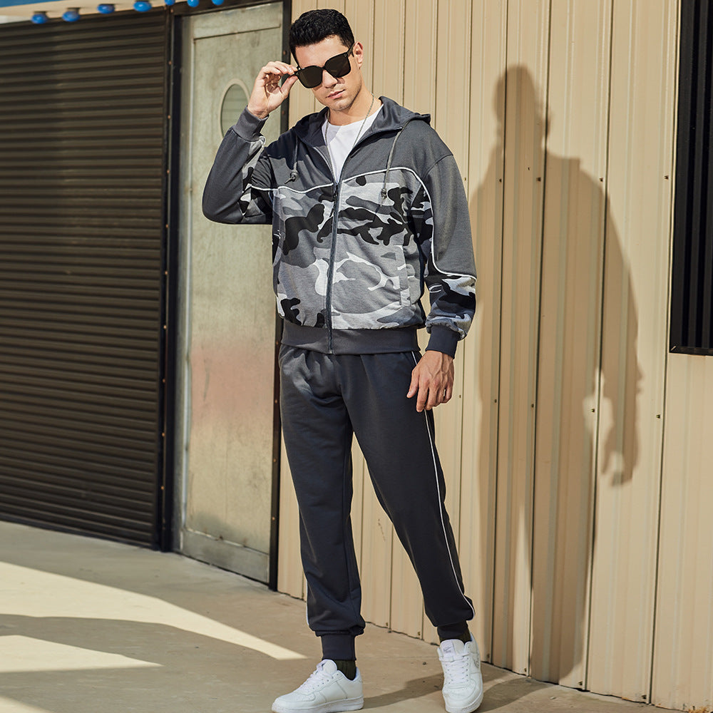Men's Premium Camouflage Quick Fit Hooded Tracksuit | TZ93