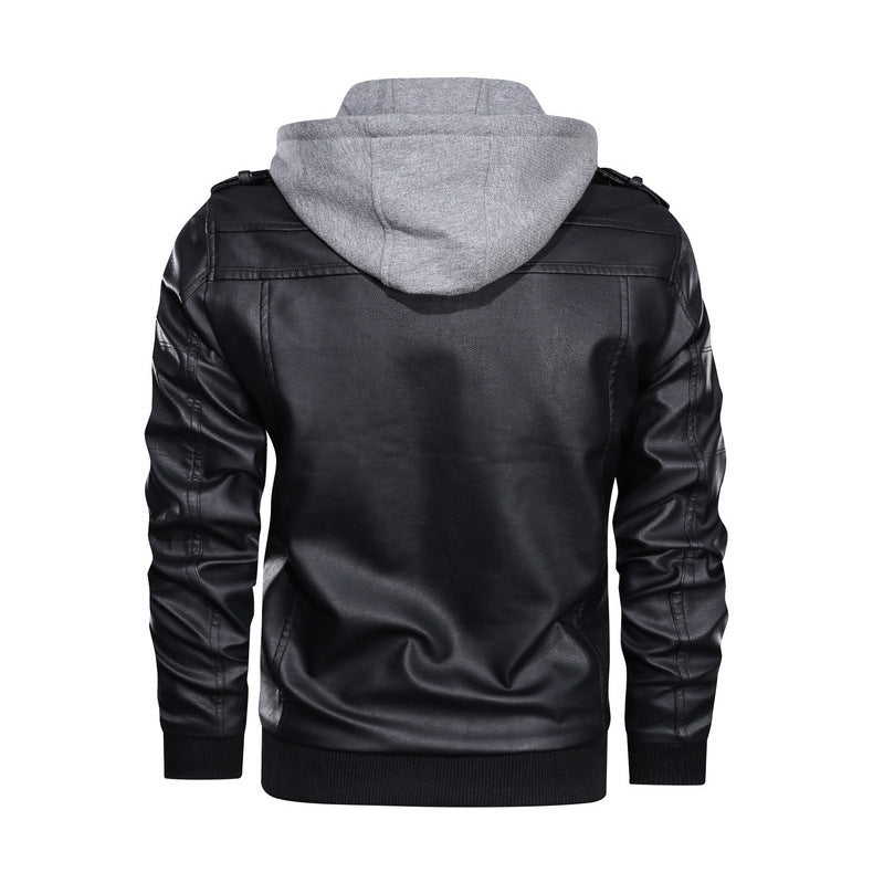 Men's Premium Quality PU Leather Hooded Jacket | 9270